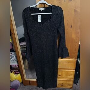 Black silver sweater dress
